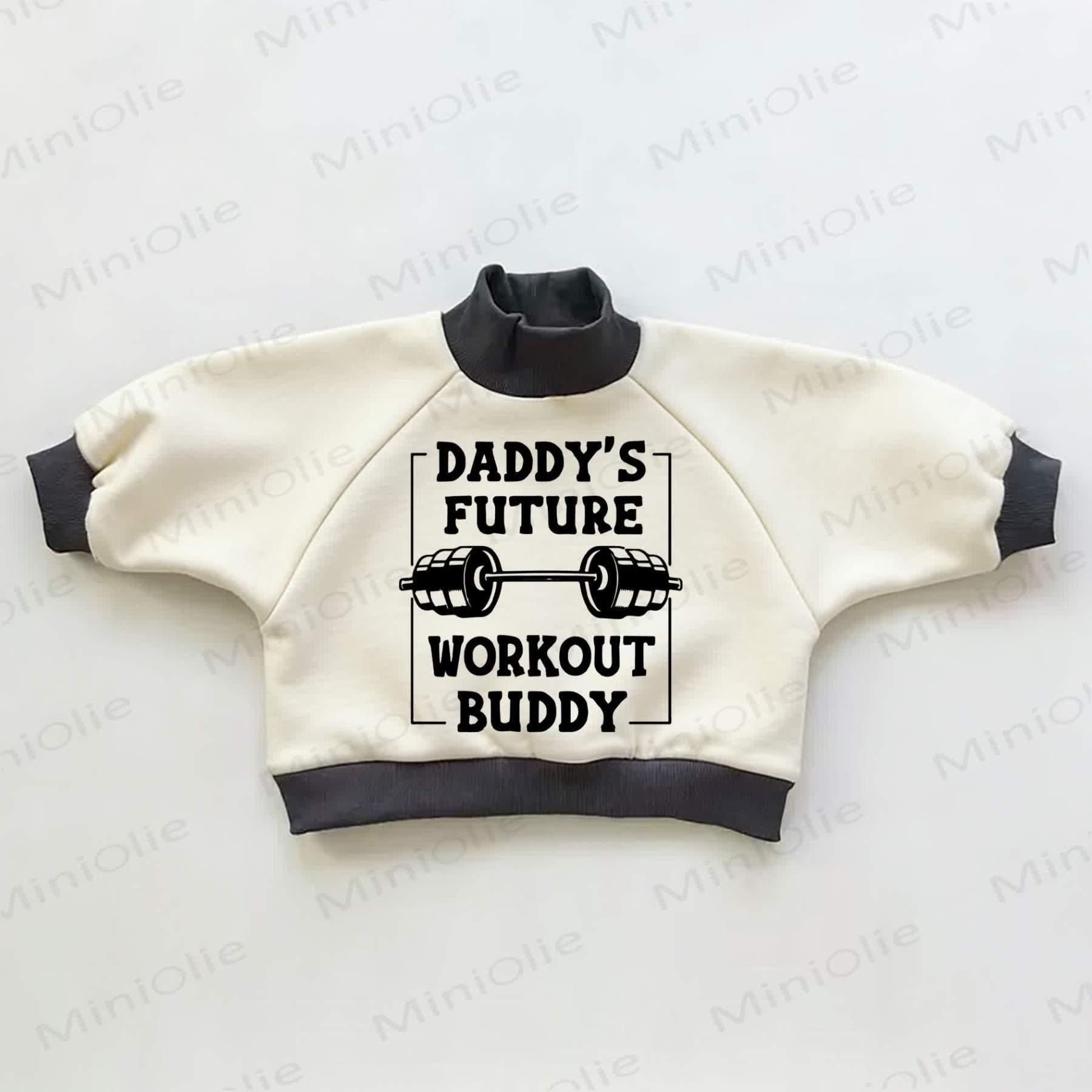 DADDY'S FUTURE WORKOUT BUDDY Baby Kleinkind Farbblock Sweatshirt - Beige & Schwarz - 3-5J - image 1