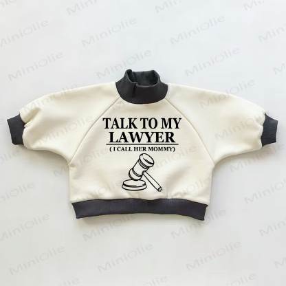 TALK TO MY LAWYER (I CALL HER MOMMY) Baby Kleinkind Farbblock Sweatshirt - Beige & Schwarz - 3-5J - image 1