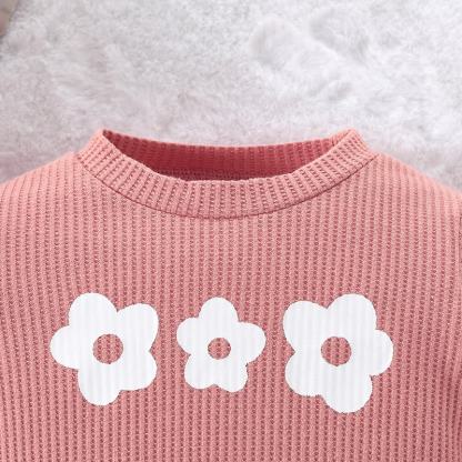 Baby Mädchen Rippenoberteil in Rosa mit Spitze und Hose - image 2