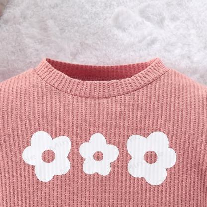 Baby Mädchen Rippenoberteil in Rosa mit Spitze und Hose - image 2