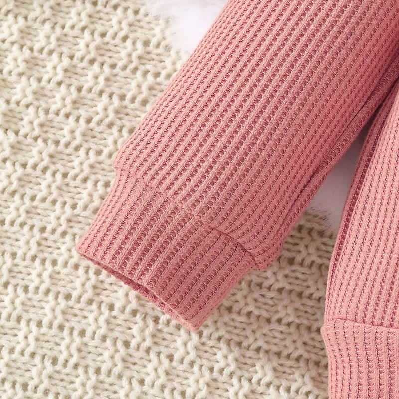 Baby Mädchen Rippenoberteil in Rosa mit Spitze und Hose - image 3