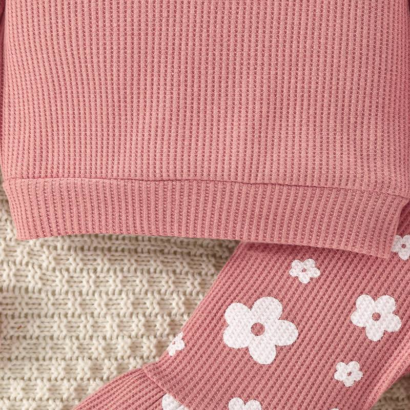 Baby Mädchen Rippenoberteil in Rosa mit Spitze und Hose - image 4