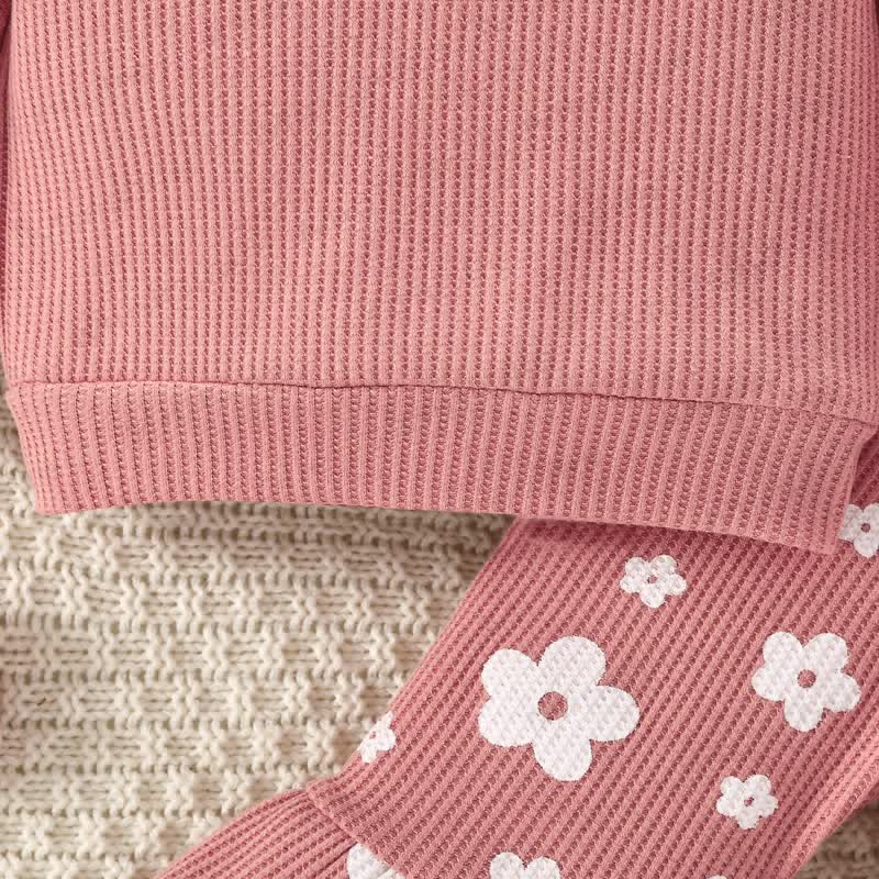 Baby Mädchen Rippenoberteil in Rosa mit Spitze und Hose - image 4