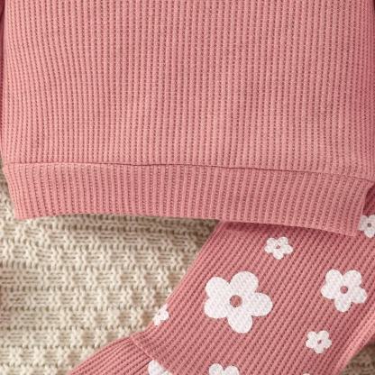 Baby Mädchen Rippenoberteil in Rosa mit Spitze und Hose - image 4