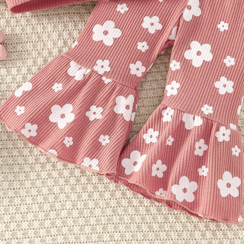 Baby Mädchen Rippenoberteil in Rosa mit Spitze und Hose - image 5