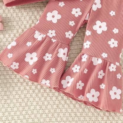 Baby Mädchen Rippenoberteil in Rosa mit Spitze und Hose - image 5