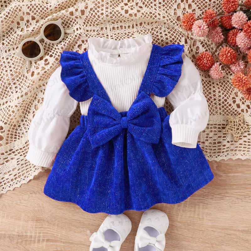 Kleid für Baby mit Schleife und fliegenden Ärmeln - Blau - 12-24M - image 3