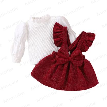 Kleid für Baby mit Schleife und fliegenden Ärmeln - image 2