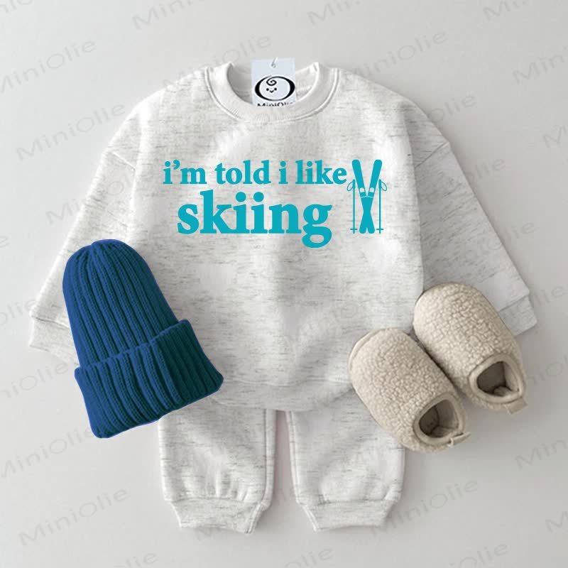I'M TOLD I LIKE SKIING Baby Hellgrauer Sportanzug 2-teiliges Set - Hellgrau - 2-3J - image 2