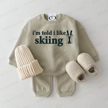 I'M TOLD I LIKE SKIING Baby Hellgrauer Sportanzug 2-teiliges Set - Graugrün - 2-3J - image 3