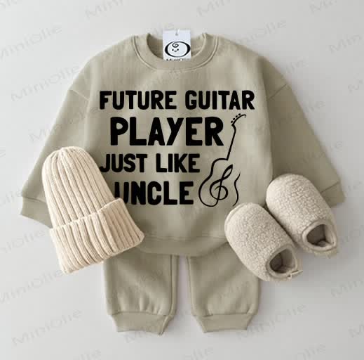 FUTURE GUITAR PLAYER JUST LIKE UNCLE – Baby Sweatshirt , Grau Grün, 2-teiliges Set - Grau Grün - 2-3J - image 1