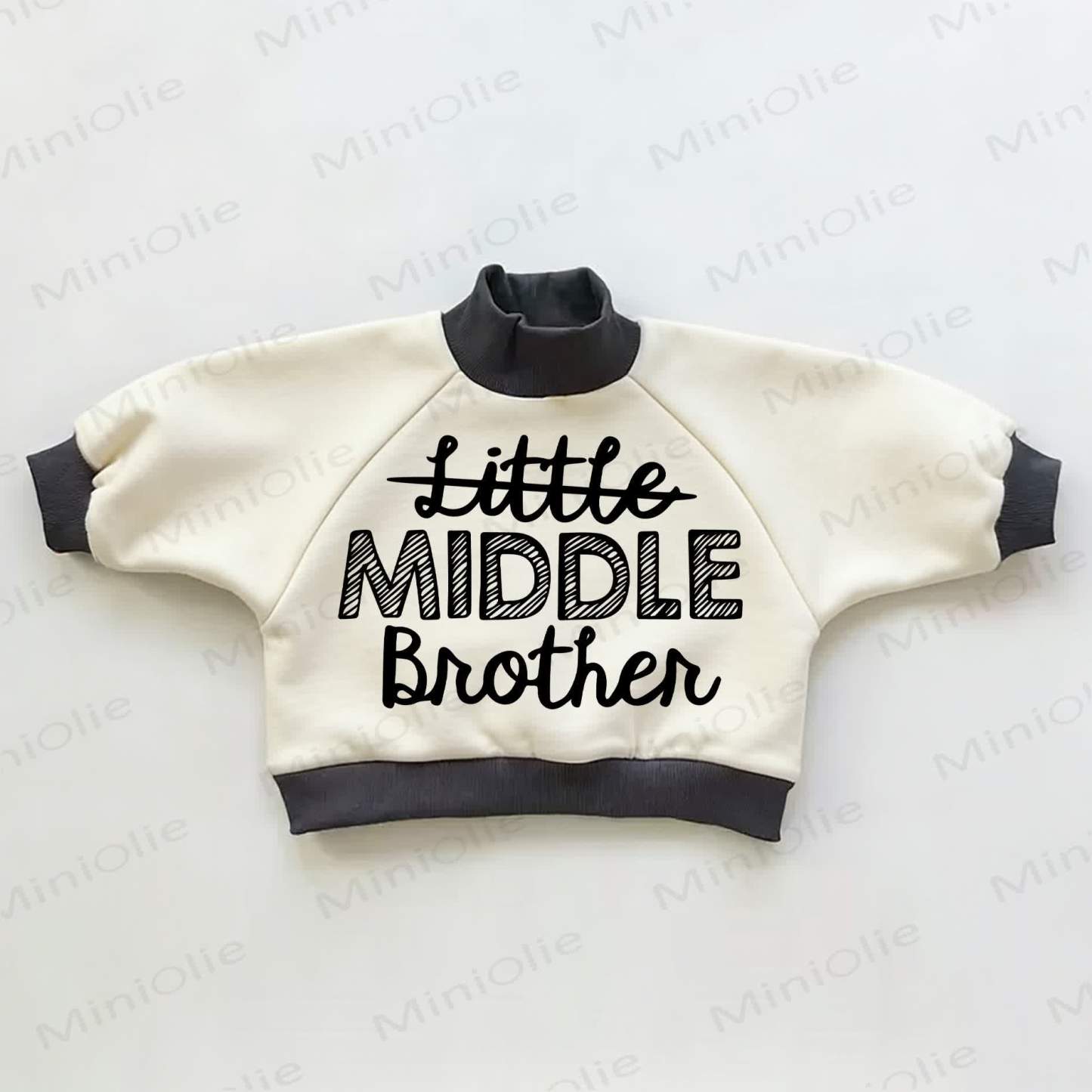MIDDLE BROTHER Baby Kleinkind Farbblock Sweatshirt - Beige & Schwarz - 3-5J - image 1