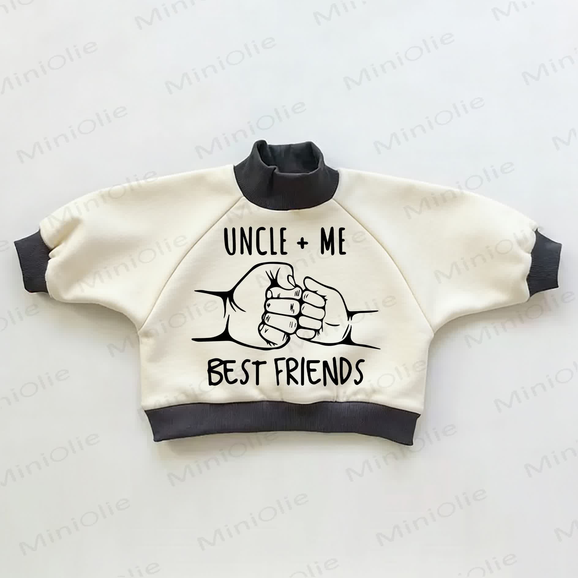 UNCLE + ME = BEST FRIENDS Baby Kleinkind Farbblock Sweatshirt - Beige & Schwarz - 3-5J - image 1