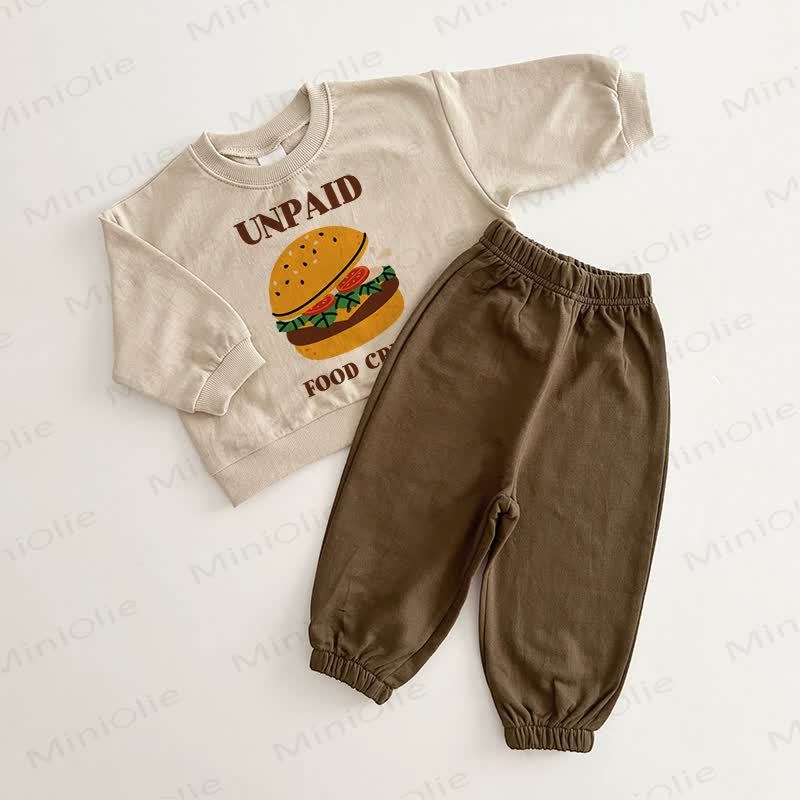 UNPAID FOOD CRITIC Baby Brown Beige Hamburger 2-teiliges Set - Braun Beige - 2-3J - image 1