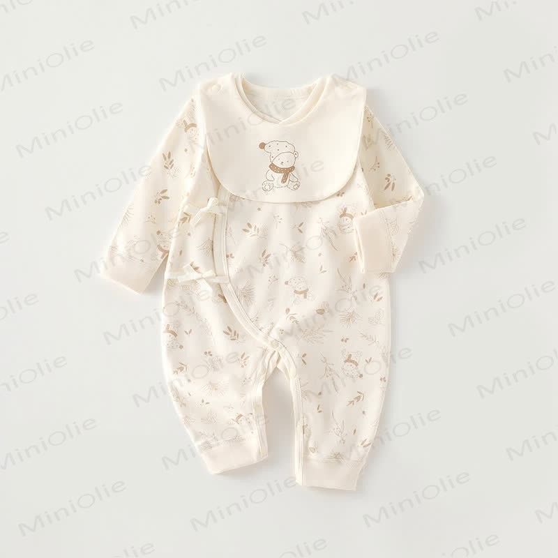 Baby Strampler mit Cartoon-Print, Beige, für Neugeboren - Schneemann - 3-6M - image 2