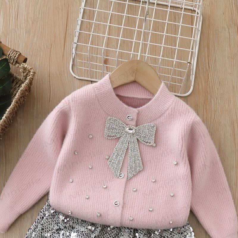 Schleife mit Stricken und Strickjacke für Kleinkind - Rosa Strickjacke - 8Y - image 6