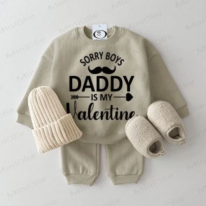 SORRY BOYS DADDY IS MY VALENTINE Baby Grau Grün 2-teiliges Set - Grau Grün - 2-3J - image 1