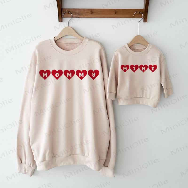 MAMA/MINI Baby Herz Beige Familien Sweatshirt - Beige - Sweatshirt für Erwachsene: XL - image 1