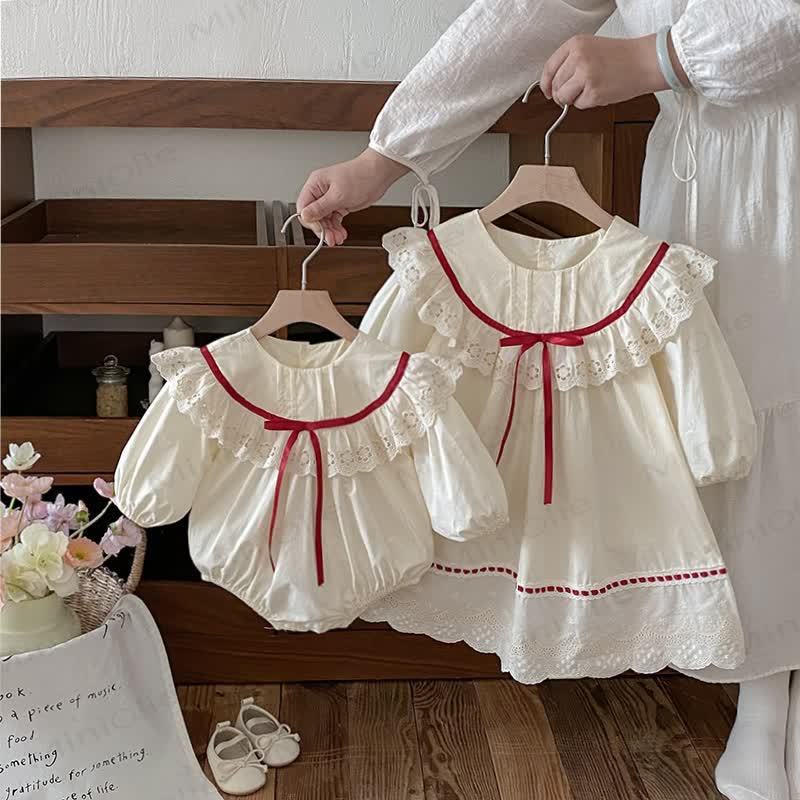 Kleid/ Bodysuit mit Lace aus Schleife für Baby und Kleinkind - image 1