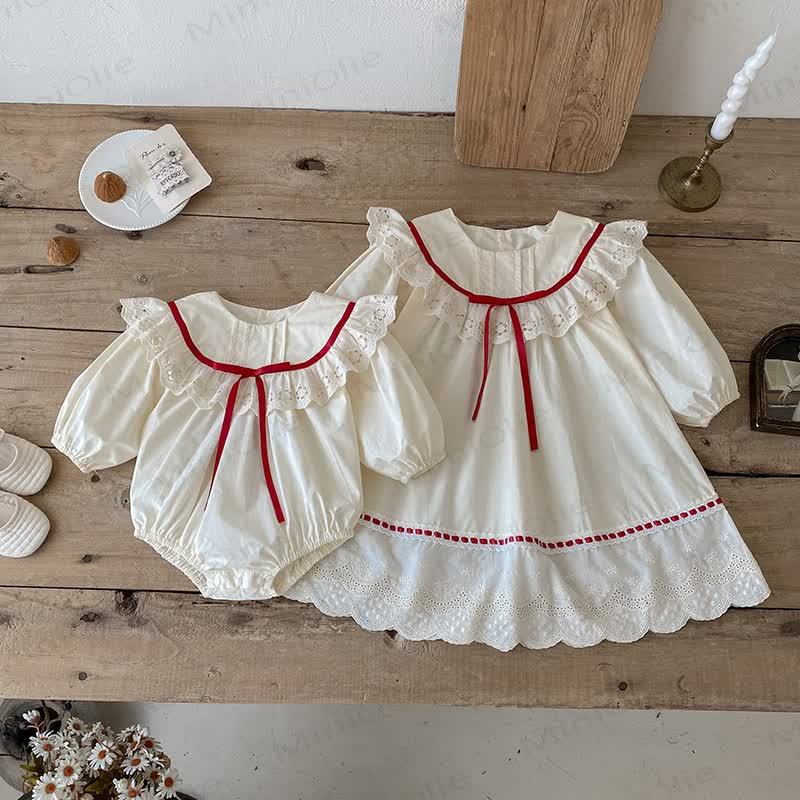 Kleid/ Bodysuit mit Lace aus Schleife für Baby und Kleinkind - image 3