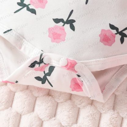 Baby Mädchen Bodysuit mit Blume und fliegenden Overalls & Bär mit Schleife - image 9