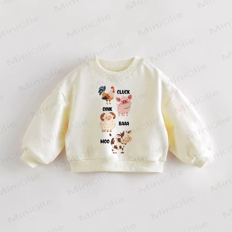 CLUCK OINK BAAA MOO Baby Kleinkind Tier Creme Sweatshirt - Creme - 3-5J - image 1