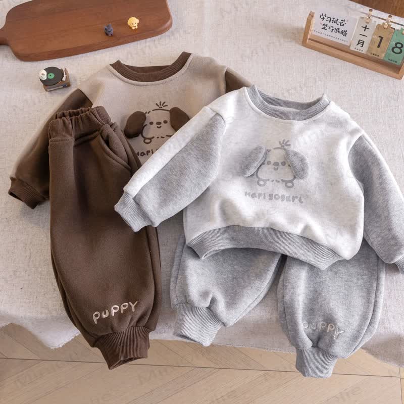 Hapi Yogurl Puppy Baby Kleinkind Junge Farbblock Vlies 2-teiliges Set - image 1