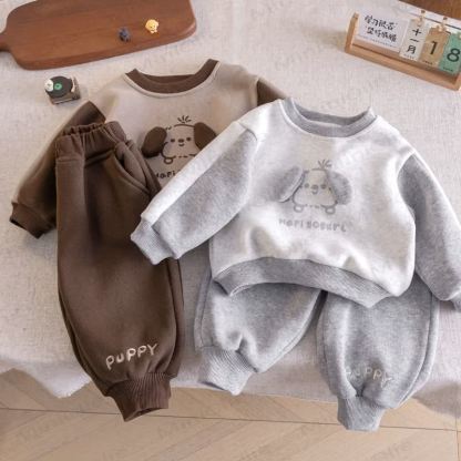 Hapi Yogurl Puppy Baby Kleinkind Junge Farbblock Vlies 2-teiliges Set - image 1