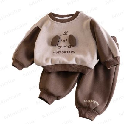 Hapi Yogurl Puppy Baby Kleinkind Junge Farbblock Vlies 2-teiliges Set - image 4