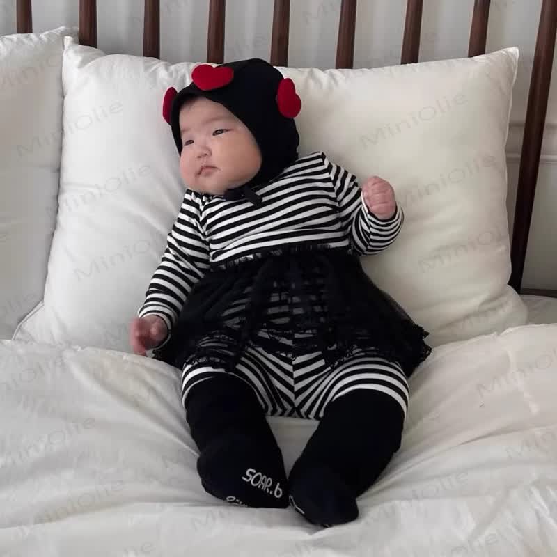 Baby Liebe/Streifen/ Punkt 2-teiliges Set - Schwarz Streifen - 18-24M - image 2