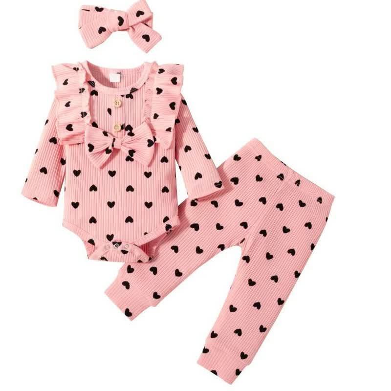 Baby Girl Liebe Flying Sleeves Schleife Strampler & Hose mit Schleife - image 4