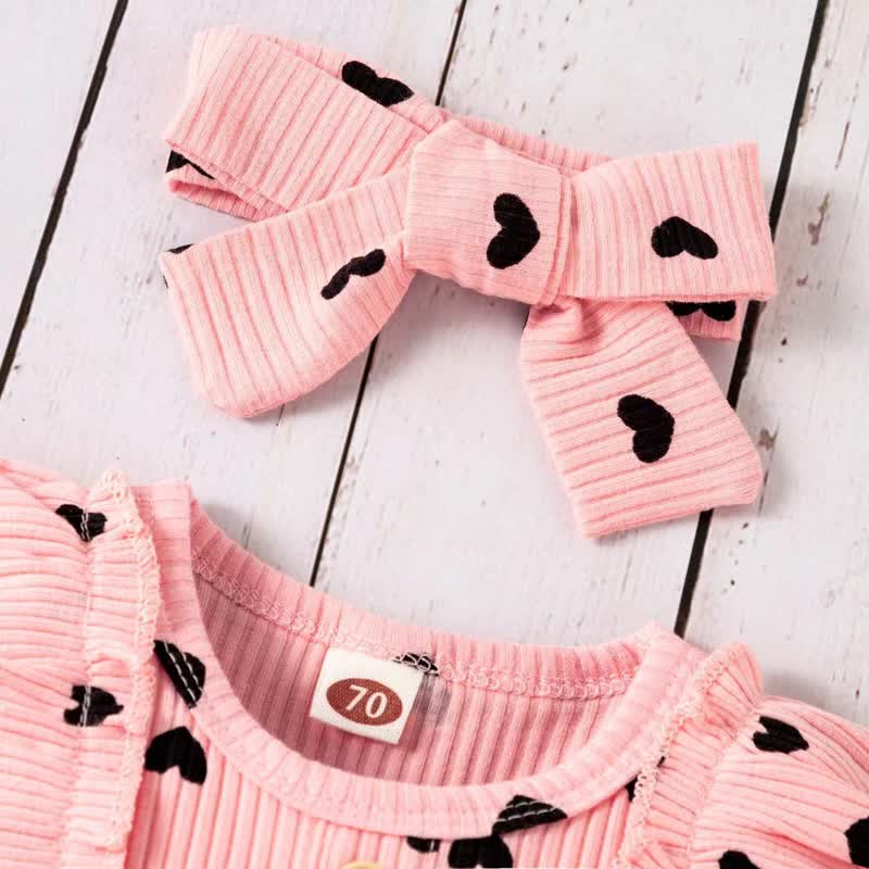 Baby Girl Liebe Flying Sleeves Schleife Strampler & Hose mit Schleife - image 8