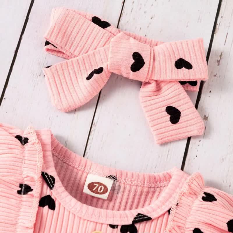 Baby Girl Liebe Flying Sleeves Schleife Strampler & Hose mit Schleife - image 8