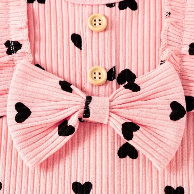 Baby Girl Liebe Flying Sleeves Schleife Strampler & Hose mit Schleife - image 9