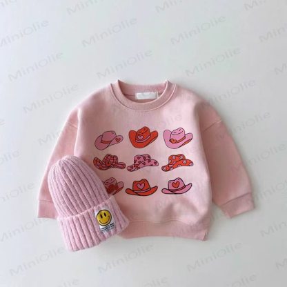Baby Girl Liebe Denim Hut Rosa Sweatshirt - Rosa - 2-3J - image 1