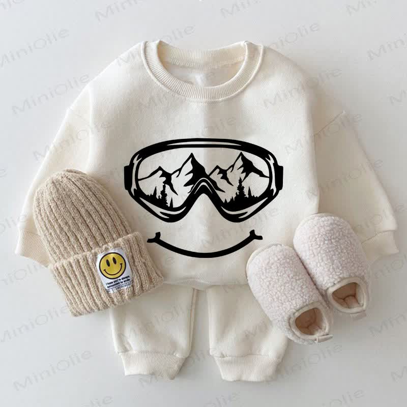 2-teiliges Set: Skibrille für Baby , weißes Sweatshirt - Weiß - 2-3J - image 1