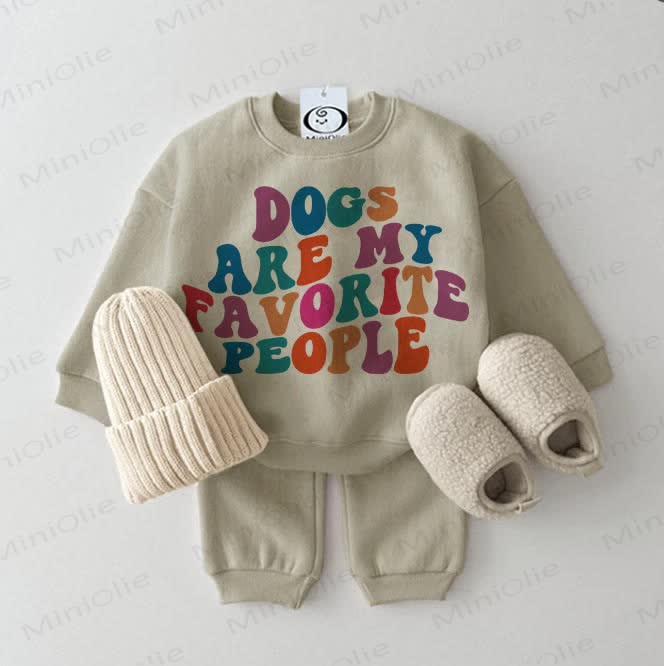DOGS ARE MY FAVORITE PEOPLE – Baby Sweatshirt, Grau Grün, 2-teiliges Set - Grau Grün - 2-3J - image 1