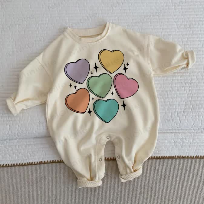Baby und Kleinkind mit Bunt Herzen , Beige - Beige - 2-3J - image 1