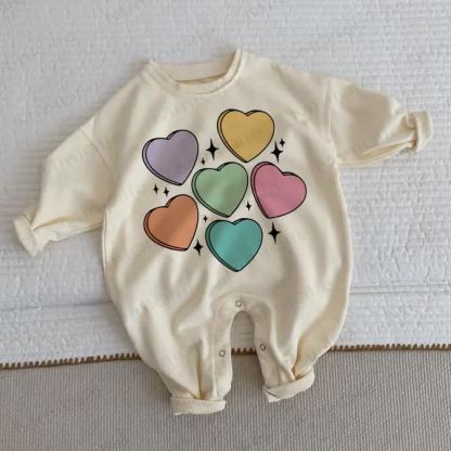Baby und Kleinkind mit Bunt Herzen , Beige - Beige - 2-3J - image 1