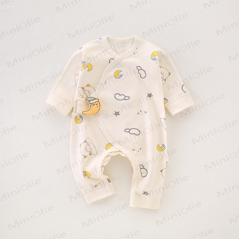 Baby Pyjama mit Sternen- und Mondmuster für Neugeboren - Beige - 3-6M - image 1