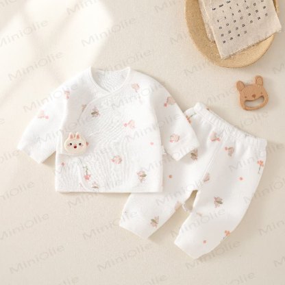 Baby -Schlafanzug mit Pyjama , Gesteppt , 2-teiliges Set - Weiß - 3-6M - image 2