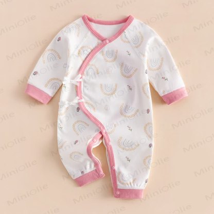 Baby Pyjama mit Regenbogen für Neugeboren - Rosa - 3-6M - image 1