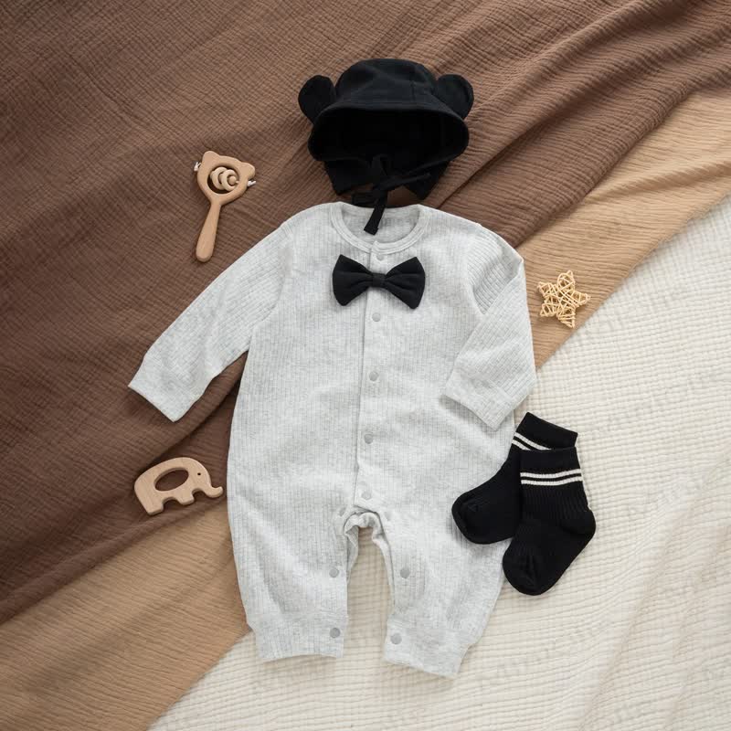 Baby Strampler mit Einfarbig, warm, für Neugeboren - Grau - 18-24M - image 1