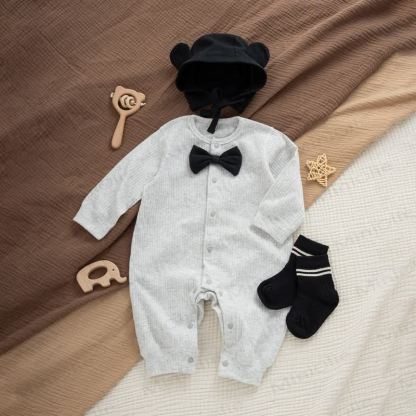 Baby Strampler mit Einfarbig, warm, für Neugeboren - Grau - 18-24M - image 1