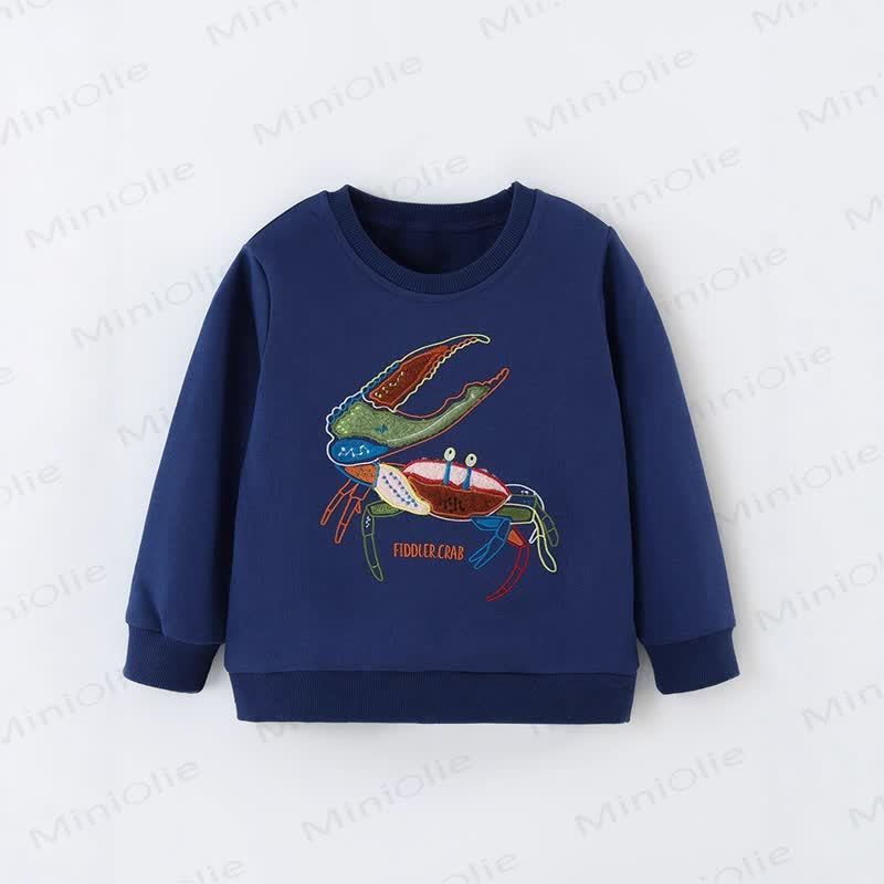 Kind -Cartoon-Krabben- Sweatshirt mit Kleinkind - Blau - 8Y - image 1
