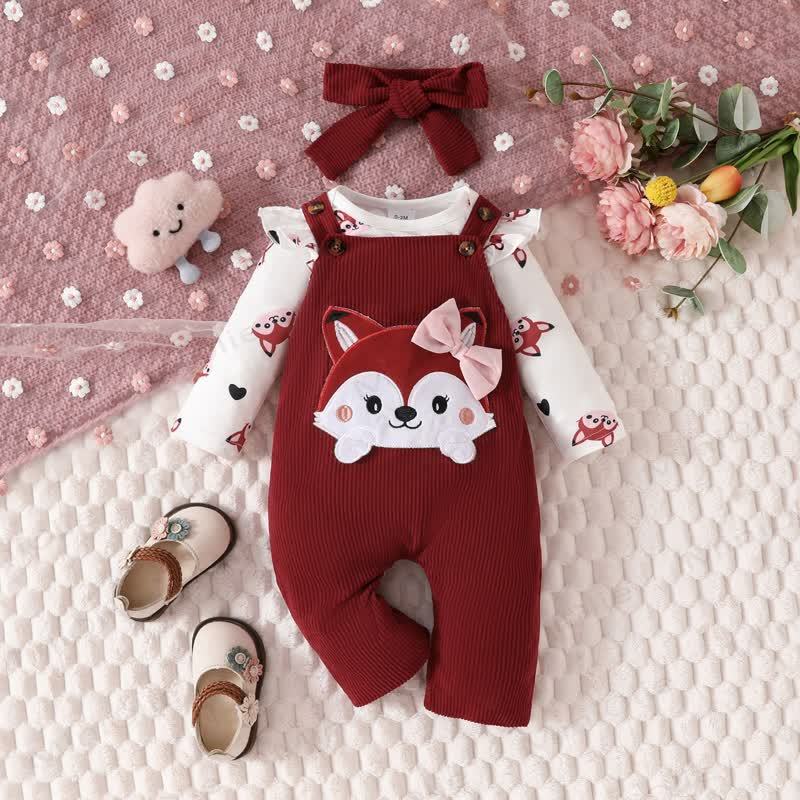 Baby Mädchen Cord mit Bodysuit und Schleife , Liebe mit fliegenden Overalls . - Rot - 12-18M - image 1