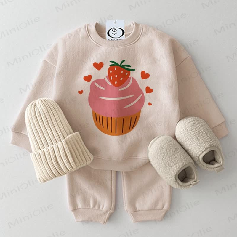 Baby Erdbeere Cake Liebe 2-teiliges Beige Set - Beige - 2-3J - image 1