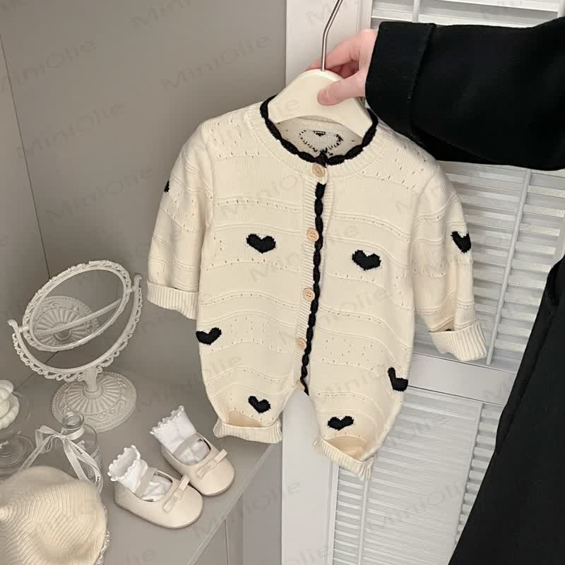 Gestrickt - Strampler mit Herz für Baby - Schwarz - 2-3J - image 2