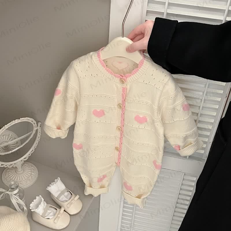 Gestrickt - Strampler mit Herz für Baby - Rosa - 2-3J - image 3