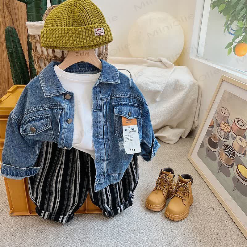 Baby Kleinkind -Streifen Denim - Farbblock - image 3